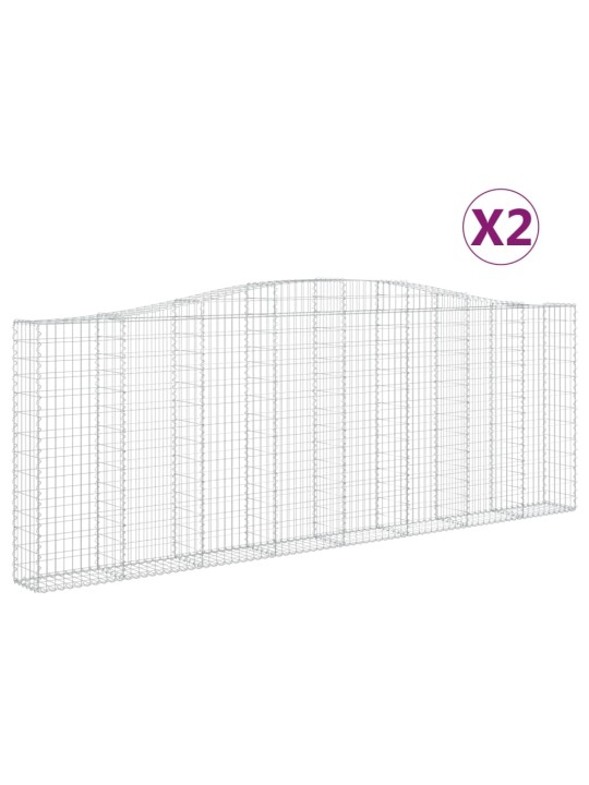 Klenuté gabionové koše 2 ks 400x30x140/160cm pozinkované železo