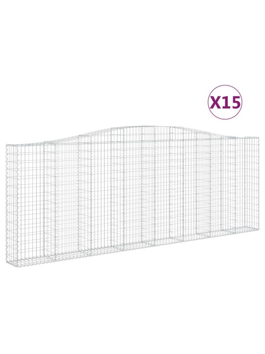 Klenuté gabionové koše 15ks 400x30x140/160cm pozinkované železo