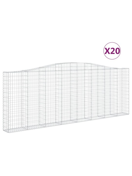 Klenuté gabionové koše 2 ks 400x30x140/160cm pozinkované železo