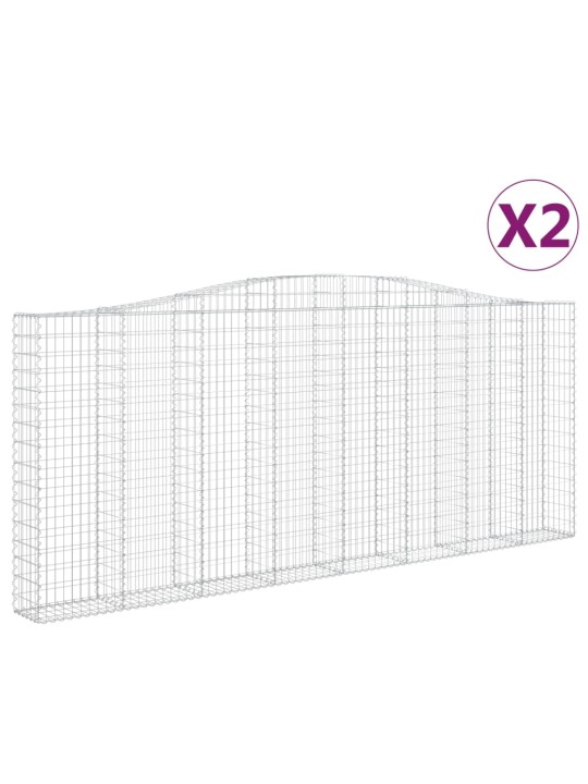 Klenuté gabionové koše 2 ks 400x30x160/180cm pozinkované železo