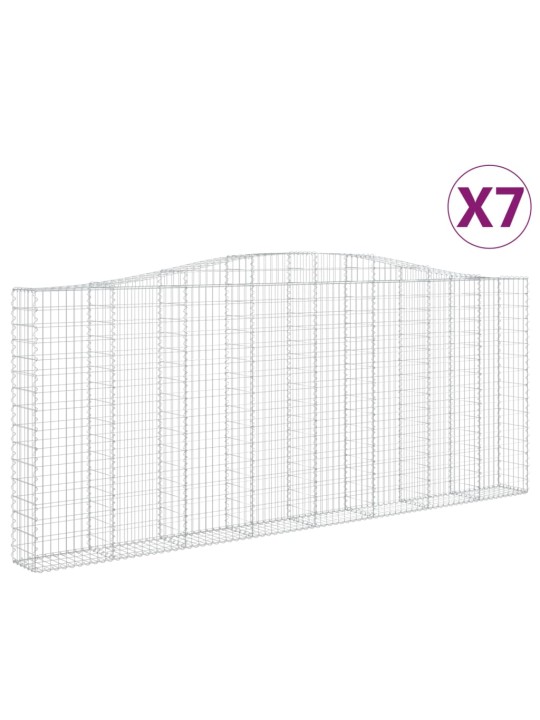 Klenuté gabionové koše 7 ks 400x30x160/180cm pozinkované železo