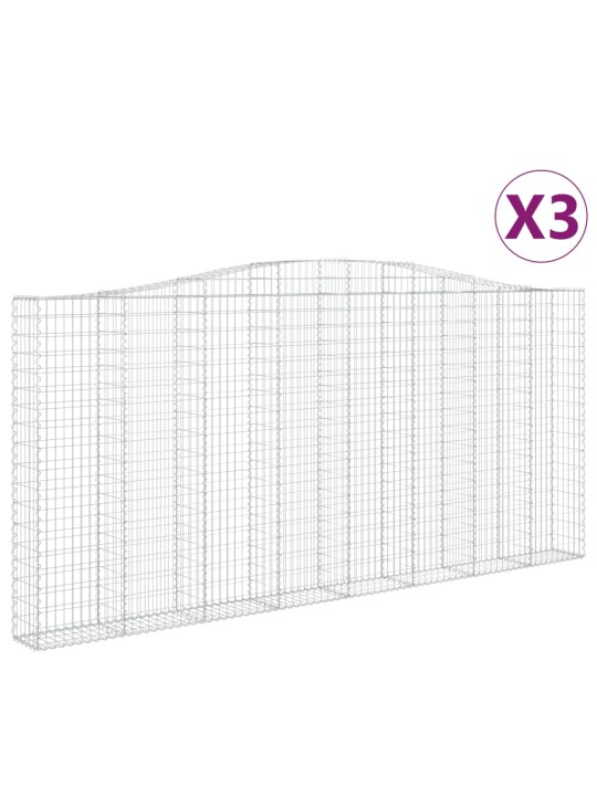 Klenuté gabionové koše 3 ks 400x30x180/200cm pozinkované železo