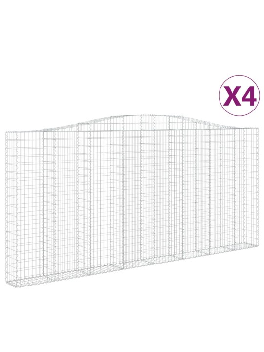 Klenuté gabionové koše 4 ks 400x30x180/200cm pozinkované železo