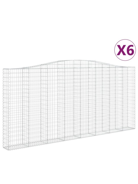 Klenuté gabionové koše 6 ks 400x30x180/200cm pozinkované železo