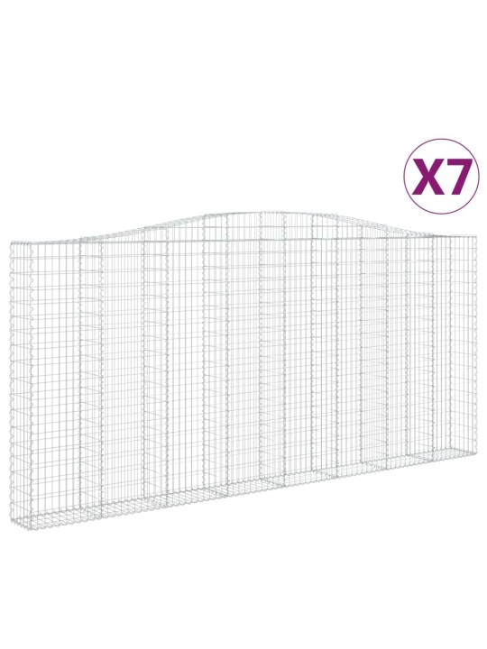 Klenuté gabionové koše 7 ks 400x30x180/200cm pozinkované železo