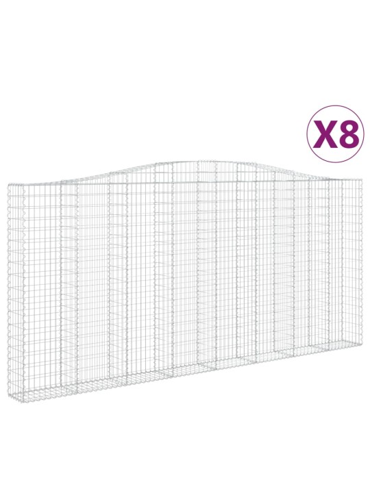 Klenuté gabionové koše 8 ks 400x30x180/200cm pozinkované železo