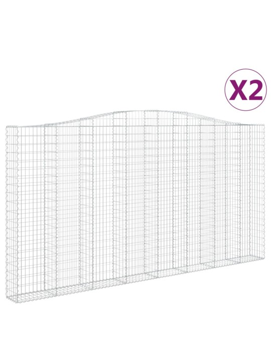Klenuté gabionové koše 2 ks 400x30x200/220cm pozinkované železo