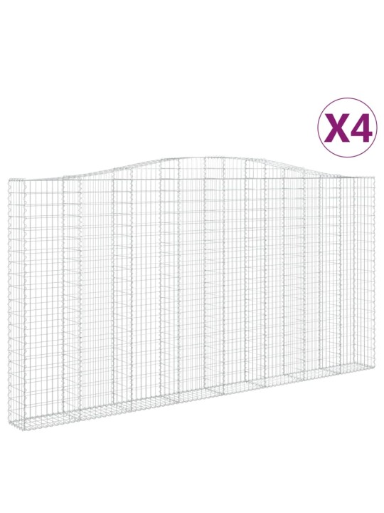 Klenuté gabionové koše 4 ks 400x30x200/220cm pozinkované železo