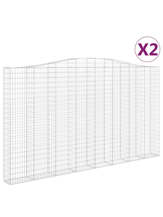 Klenuté gabionové koše 2 ks 400x30x220/240cm pozinkované železo