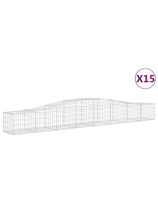 Klenuté gabionové koše 15 ks 400x50x40/60 cm pozinkované železo