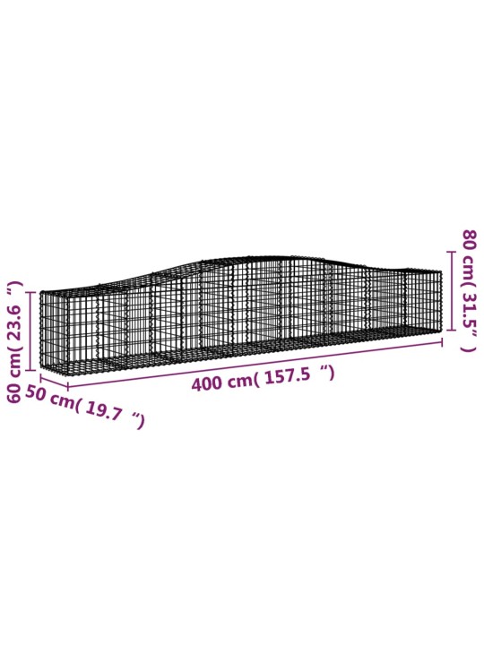 Klenuté gabionové koše 15 ks 400x50x60/80 cm pozinkované železo