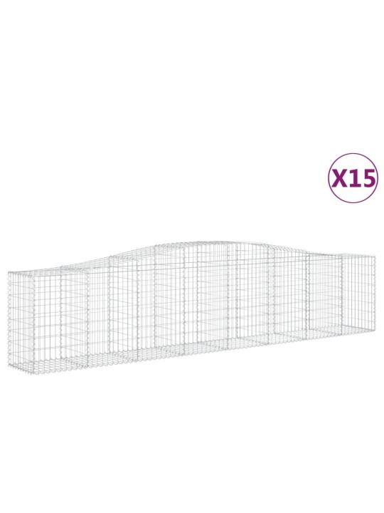 Klenuté gabionové koše 15ks 400x50x80/100 cm pozinkované železo