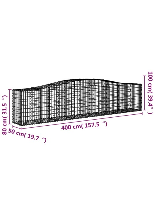 Klenuté gabionové koše 15ks 400x50x80/100 cm pozinkované železo