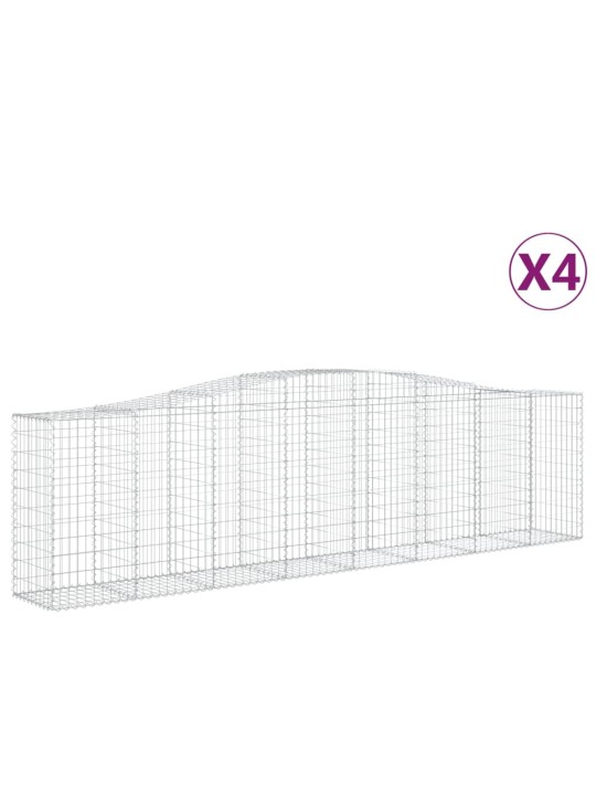 Klenuté gabionové koše 4 ks 400x50x100/120cm pozinkované železo