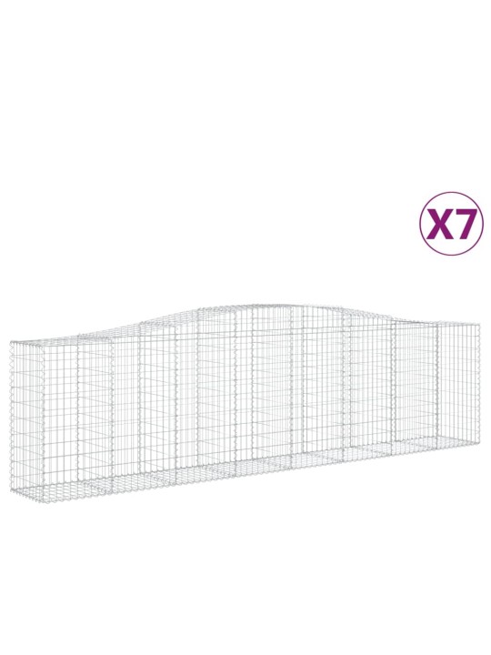 Klenuté gabionové koše 7 ks 400x50x100/120cm pozinkované železo