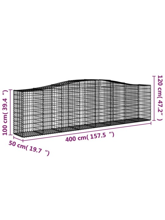 Klenuté gabionové koše 10ks 400x50x100/120cm pozinkované železo