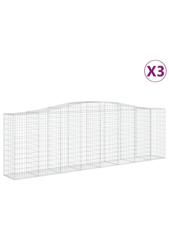 Klenuté gabionové koše 3 ks 400x50x120/140cm pozinkované železo