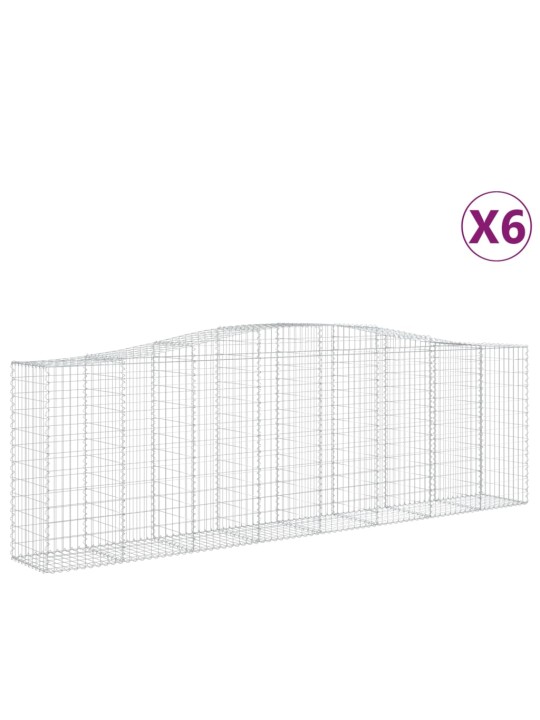 Klenuté gabionové koše 6 ks 400x50x120/140cm pozinkované železo