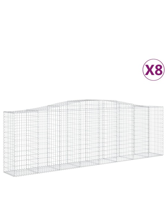 Klenuté gabionové koše 8 ks 400x50x120/140cm pozinkované železo