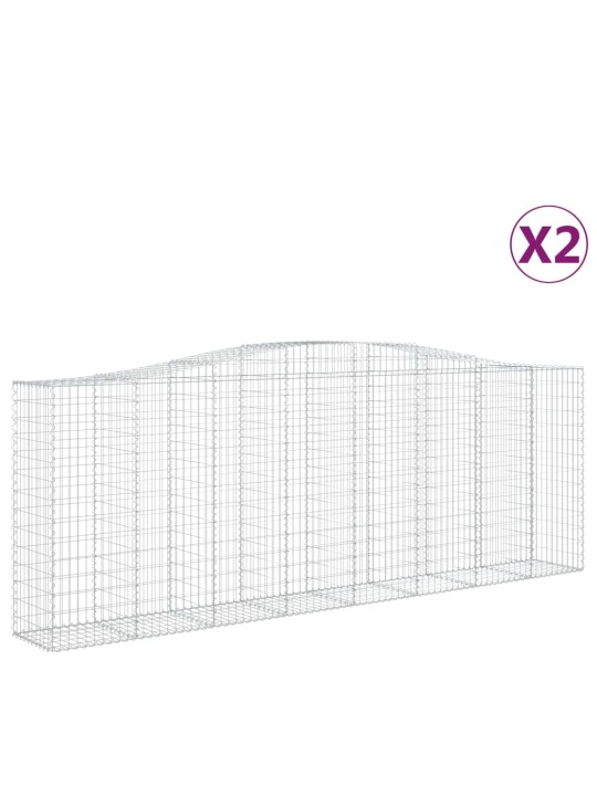 Klenuté gabionové koše 2 ks 400x50x140/160cm pozinkované železo