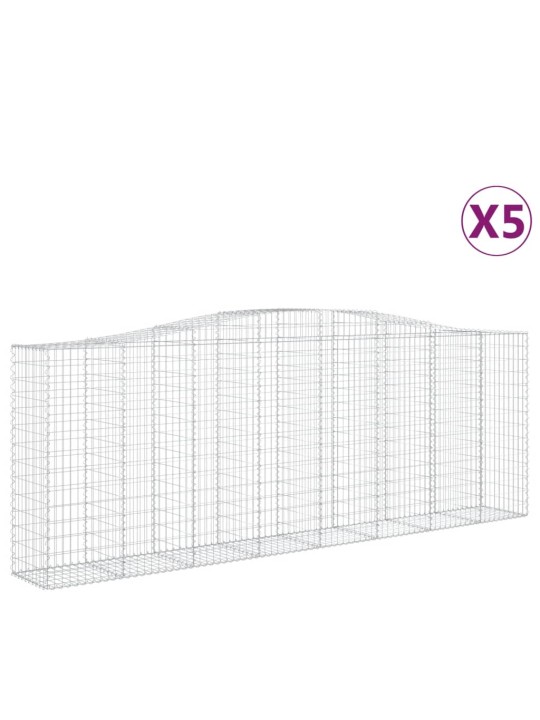 Klenuté gabionové koše 5 ks 400x50x140/160cm pozinkované železo