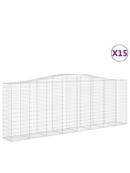 Klenuté gabionové koše 15ks 400x50x140/160cm pozinkované železo