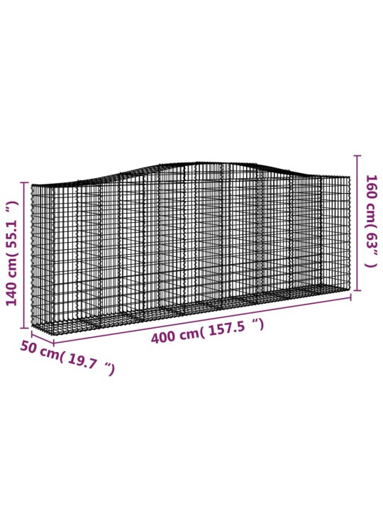 Klenuté gabionové koše 15ks 400x50x140/160cm pozinkované železo