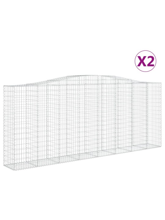 Klenuté gabionové koše 2 ks 400x50x160/180cm pozinkované železo