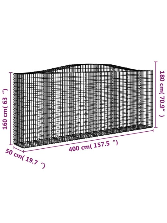 Klenuté gabionové koše 10ks 400x50x160/180cm pozinkované železo