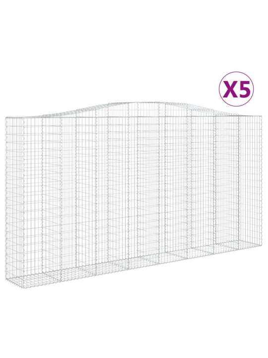 Klenuté gabionové koše 5 ks 400x50x200/220cm pozinkované železo