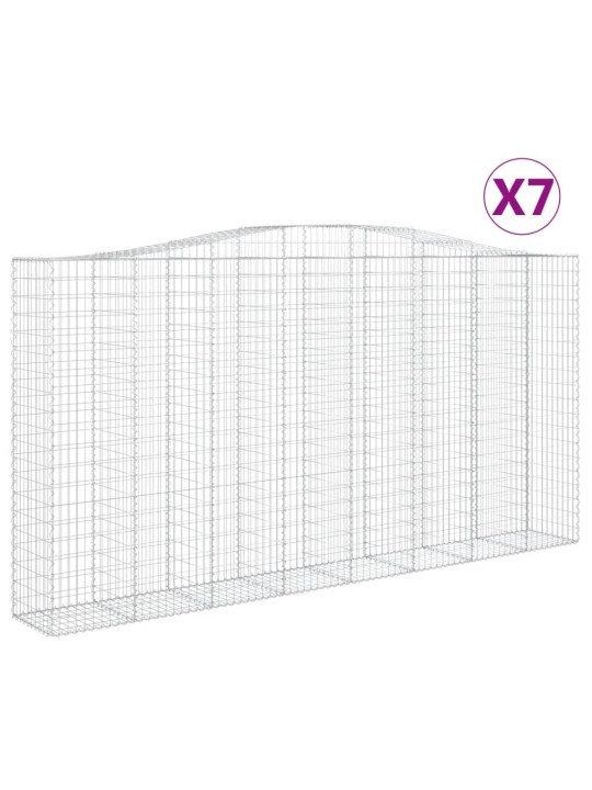 Klenuté gabionové koše 7 ks 400x50x200/220cm pozinkované železo