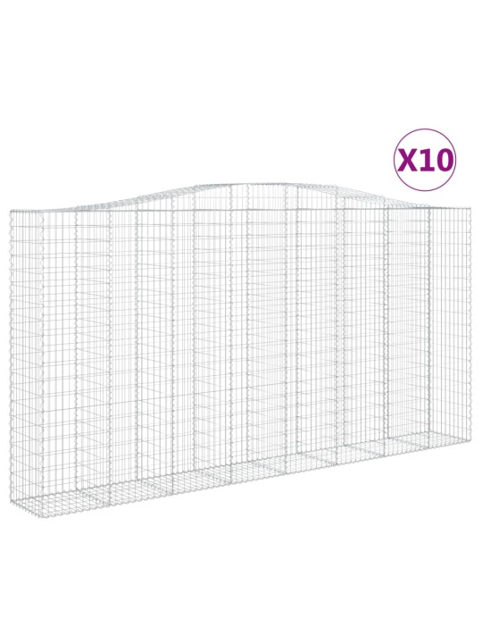 Klenuté gabionové koše 10ks 400x50x200/220cm pozinkované železo