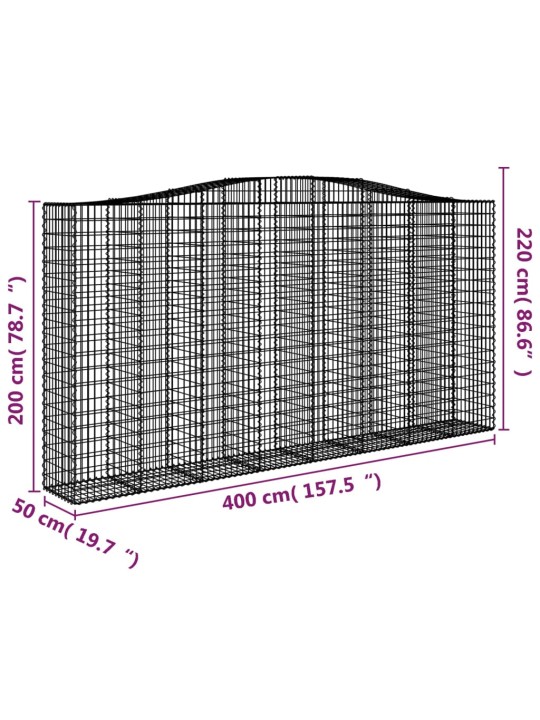 Klenuté gabionové koše 10ks 400x50x200/220cm pozinkované železo