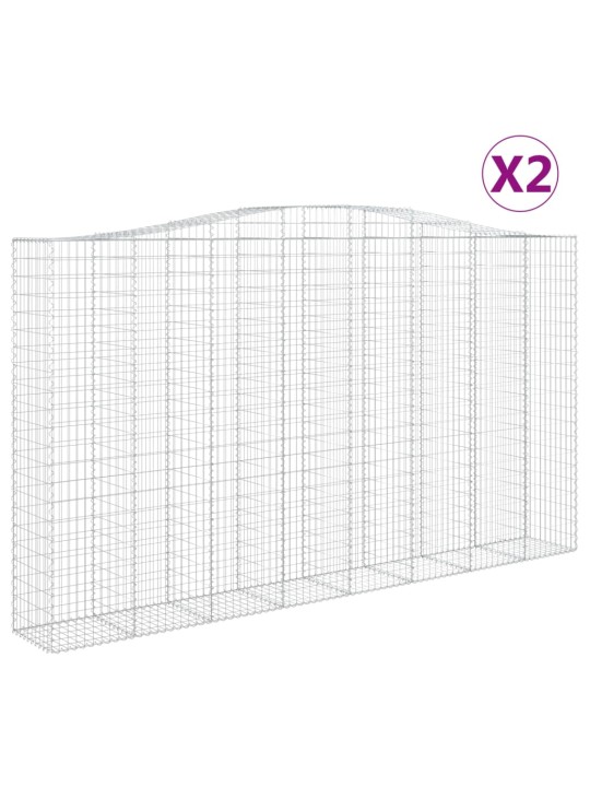 Klenuté gabionové koše 2 ks 400x50x220/240cm pozinkované železo