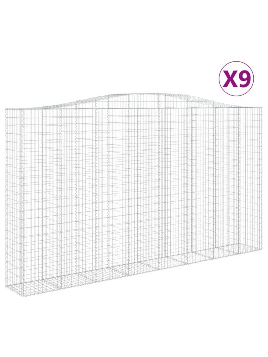 Klenuté gabionové koše 9 ks 400x50x220/240cm pozinkované železo