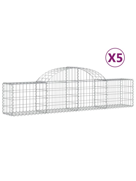 Klenuté gabionové koše 5 ks 200x30x40/60 cm pozinkované železo
