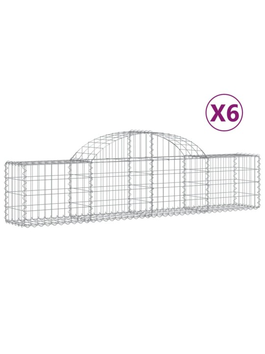 Klenuté gabionové koše 6 ks 200x30x40/60 cm pozinkované železo