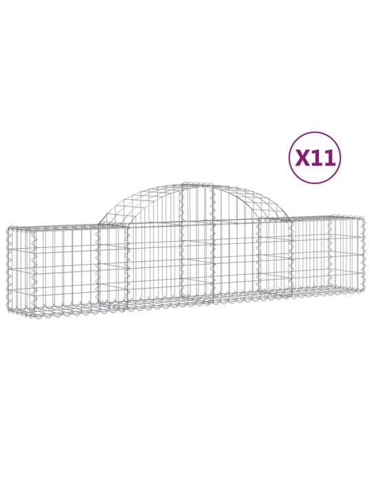 Klenuté gabionové koše 11 ks 200x30x40/60 cm pozinkované železo