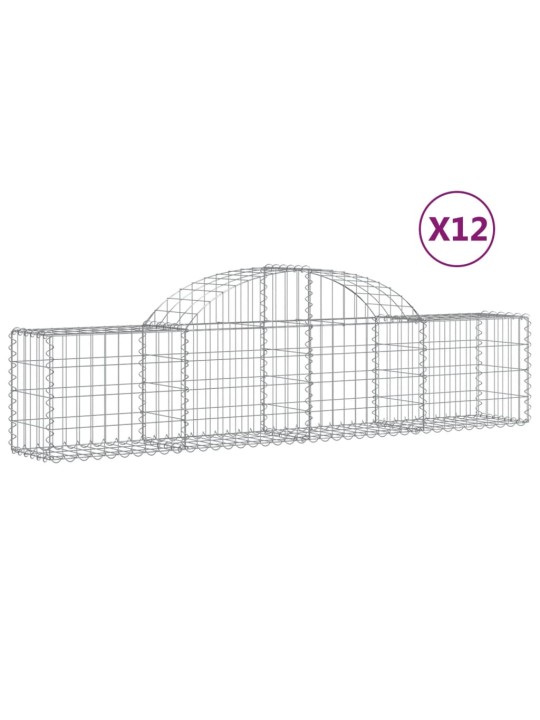 Klenuté gabionové koše 12 ks 200x30x40/60 cm pozinkované železo