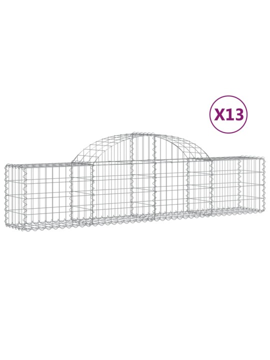 Klenuté gabionové koše 13 ks 200x30x40/60 cm pozinkované železo