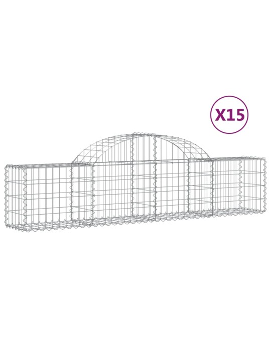Klenuté gabionové koše 15 ks 200x30x40/60 cm pozinkované železo