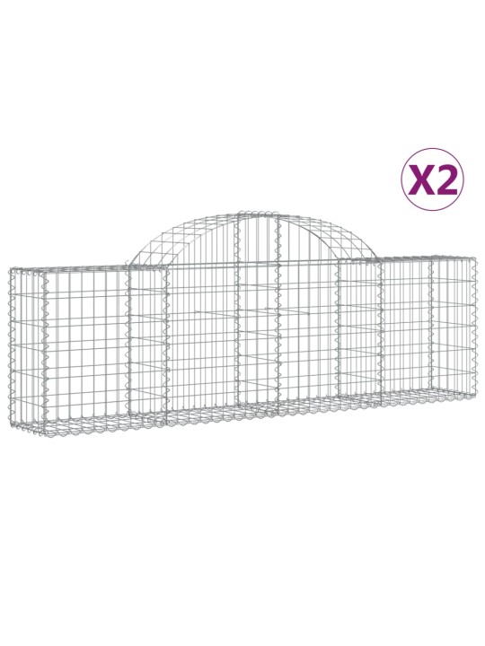 Klenuté gabionové koše 2 ks 200x30x60/80 cm pozinkované železo