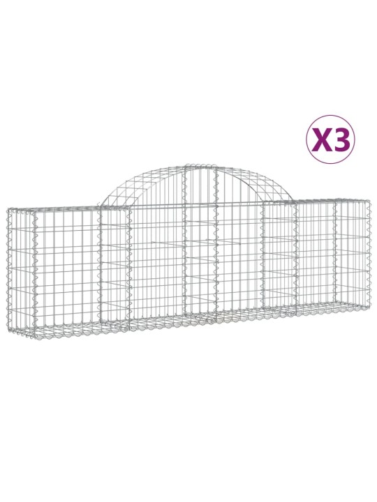 Klenuté gabionové koše 3 ks 200x30x60/80 cm pozinkované železo