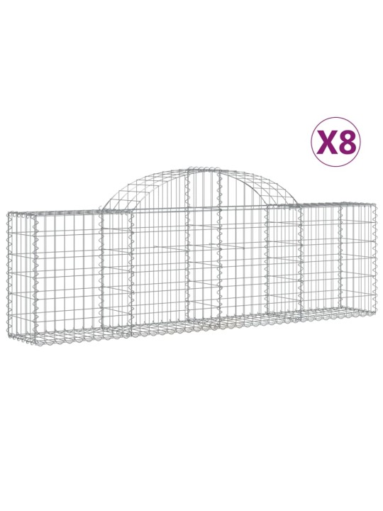 Klenuté gabionové koše 8 ks 200x30x60/80 cm pozinkované železo