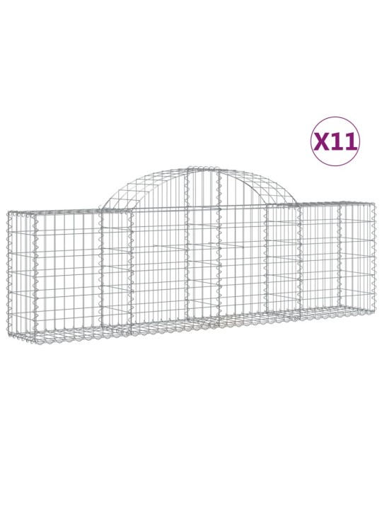 Klenuté gabionové koše 11 ks 200x30x60/80 cm pozinkované železo