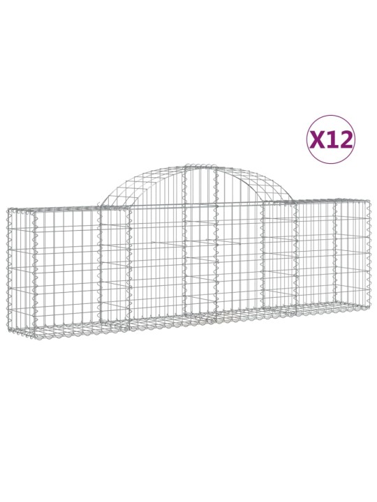 Klenuté gabionové koše 12 ks 200x30x60/80 cm pozinkované železo