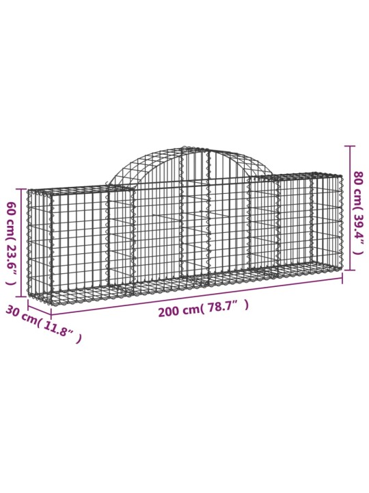 Klenuté gabionové koše 12 ks 200x30x60/80 cm pozinkované železo