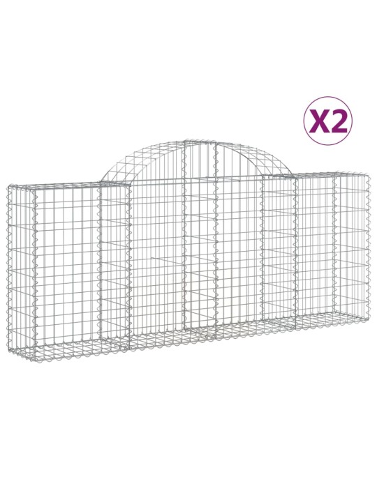 Klenuté gabionové koše 2 ks 200x30x80/100 cm pozinkované železo