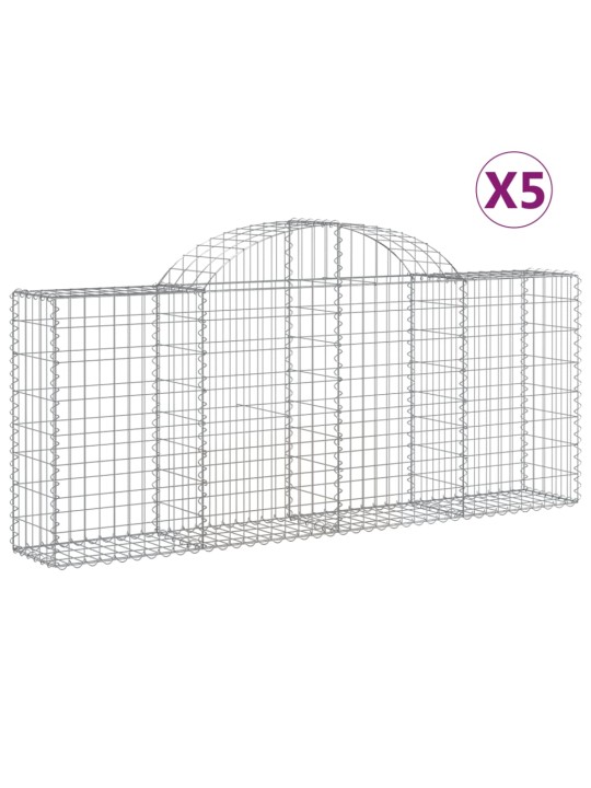 Klenuté gabionové koše 5 ks 200x30x80/100 cm pozinkované železo