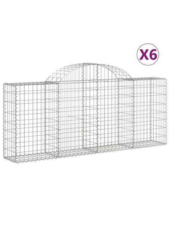 Klenuté gabionové koše 6 ks 200x30x80/100 cm pozinkované železo